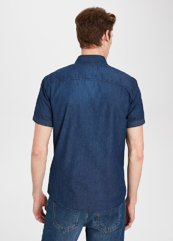 Темно-синяя джинсовая рубашка однотонная LC Waikiki
