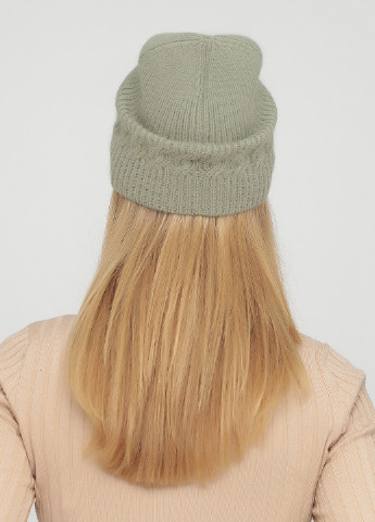 Теплая зимняя ангоровая женская шапка без подкладки 340173 Merlini бини однотонная оливковая кэжуал ангора