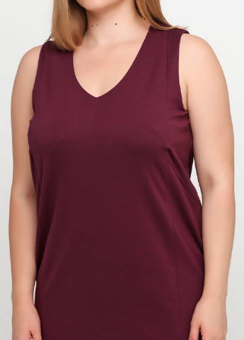 Бордовое кэжуал платье платье-майка No Brand однотонное