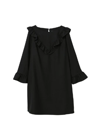 Черное коктейльное платье Mango однотонное
