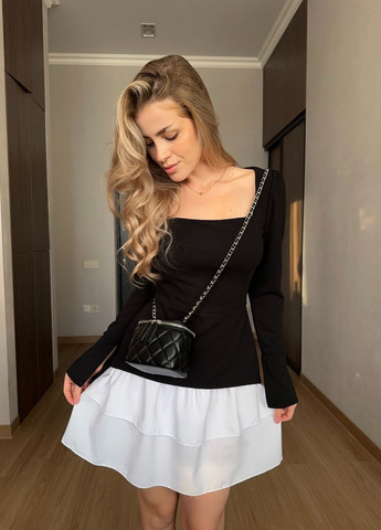 Черное коктейльное, кэжуал платье клеш No Brand колор блок