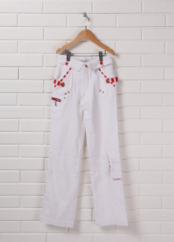 Белые кэжуал демисезонные прямые брюки Olimpia