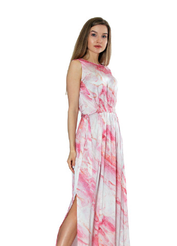 Розовое розовое кежуал платье, длинное. производство украина. Anna Dali с абстрактным узором