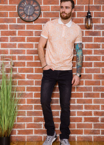 Персиковая футболка-поло для мужчин Ager с цветочным принтом
