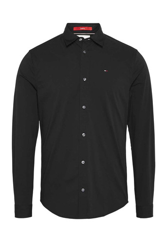 Черная кэжуал рубашка однотонная Tommy Jeans