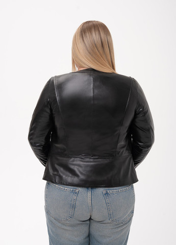 Черная демисезонная женская кожаная куртка весна Fabio Monti