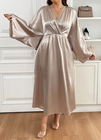 Золотий кежуал сукня а-силует SHEIN однотонна