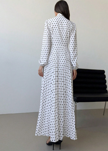 Белое кэжуал платье клеш, плиссированное SHEIN в горошек