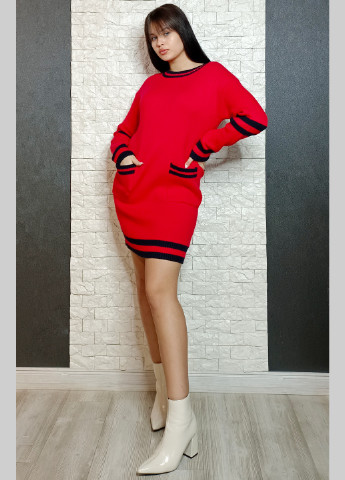 Красное кэжуал платье-свитер платье-свитер Unigirl в полоску