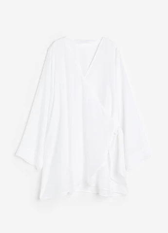 Білий пляжна сукня на запах H&M однотонна