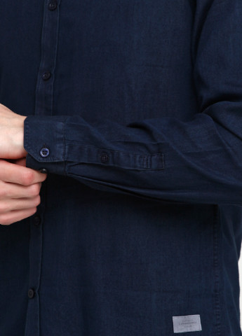Темно-синяя кэжуал рубашка однотонная Lindbergh с длинным рукавом
