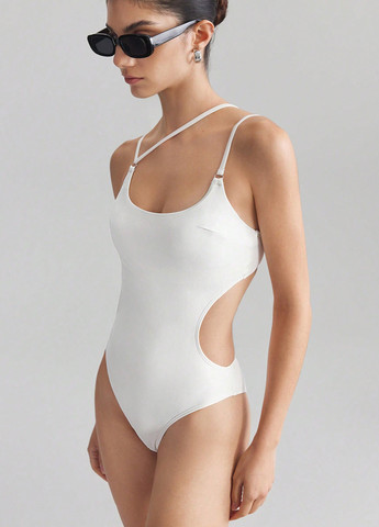 Білий літній купальник суцільний SHEIN