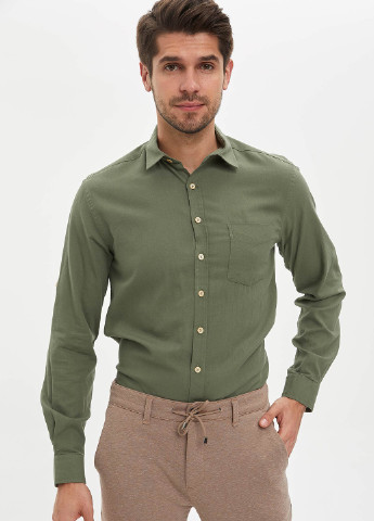 Зеленая кэжуал рубашка DeFacto