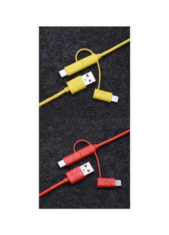 Кабель USB Yellow, 3 в 1 - Lightning, Micro USB, Type-C, 1м XoKo sc-310 (132572824)