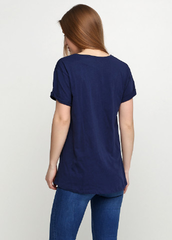 Темно-синяя летняя футболка Pull & Bear