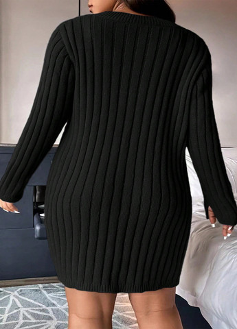 Чорна кежуал сукня сукня светр SHEIN однотонна