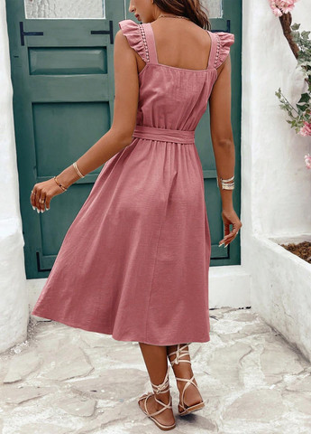 Светло-розовое кэжуал платье а-силуэт SHEIN однотонное