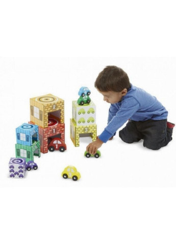 Розвиваюча іграшка Набір блоків-кубів Автомобілі та гаражі (MD12435) Melissa&Doug (254076935)