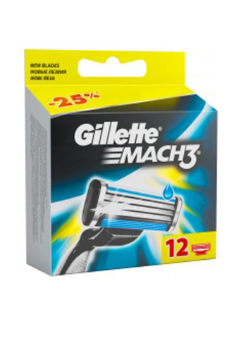 Сменные картриджи для бритья Mach 3 (12 шт.) Gillette (138200428)