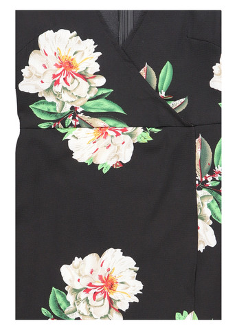 Черное кэжуал платье на запах Girls On Film с цветочным принтом