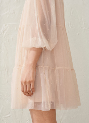 Пудровое кэжуал платье а-силуэт H&M однотонное