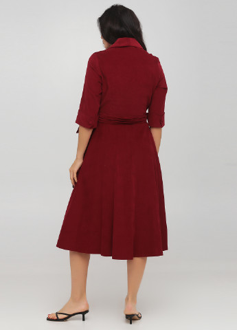 Бордовое кэжуал платье клеш, рубашка The J. Peterman Company однотонное