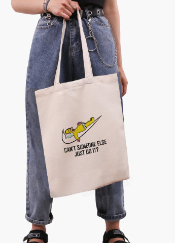 Еко сумка шоппер біла Гомер Сімпсон (The Simpsons JUST DO IT) (9227-2043-WT) Еко сумка шоппер біла 41*35 см MobiPrint (215977370)
