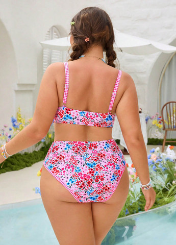 Рожевий демісезонний купальник (ліф, трусики) топ, роздільний SHEIN