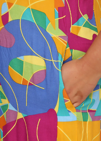 Комбинированное кэжуал платье а-силуэт Fraitag с абстрактным узором