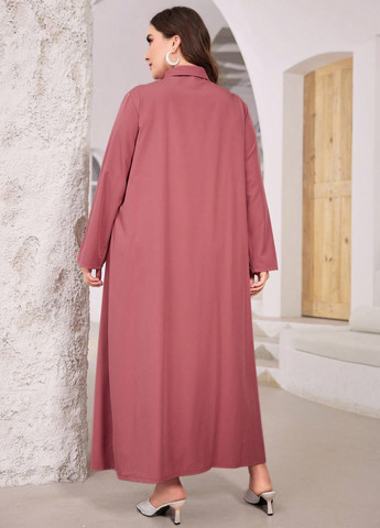 Розовое кэжуал платье рубашка SHEIN однотонное