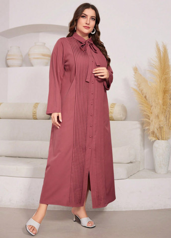 Розовое кэжуал платье рубашка SHEIN однотонное