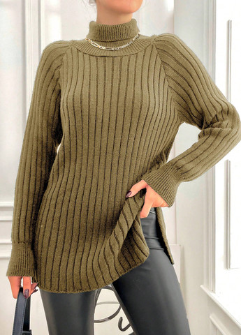 Горчичный зимний свитер SHEIN