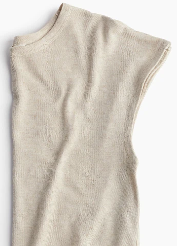 Бежевое платье изо льна H&M однотонное