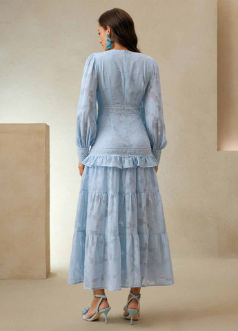 Блакитна вечірня, кежуал сукня в стилі армпір SHEIN однотонна