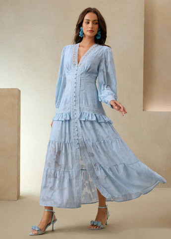 Блакитна вечірня, кежуал сукня в стилі армпір SHEIN однотонна