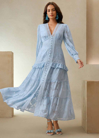 Блакитна вечірня, кежуал сукня в стилі армпір SHEIN однотонна