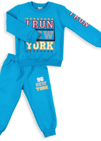 Голубой демисезонный костюм десткий "i run new york" (8278-92b-blue) Breeze