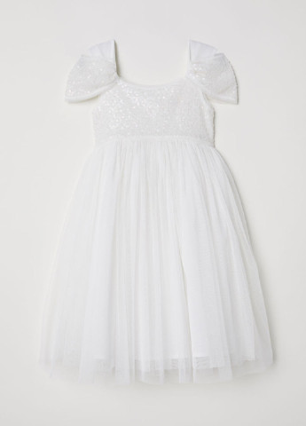 Белое праздничный платье с посадкой по талии H&M однотонное