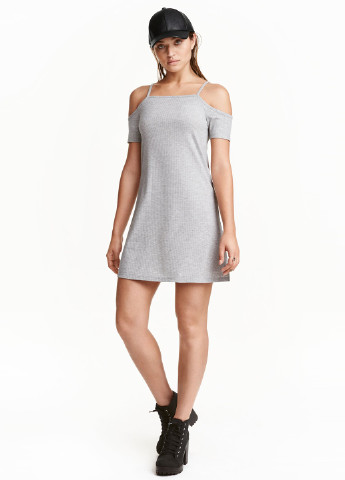 Світло-сіра кежуал сукня сукня-футболка H&M меланжева