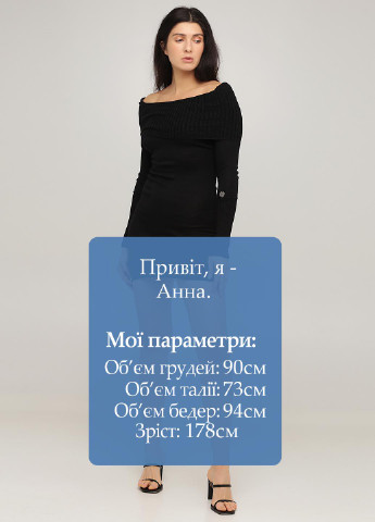 Черное кэжуал платье платье-свитер Taglia 42 однотонное