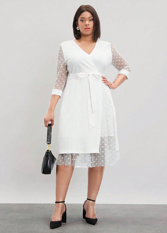 Белое кэжуал платье на запах SHEIN однотонное