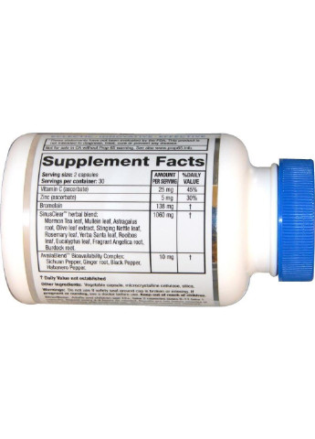 Комплекс для Поддержки и Защиты Верхних Дыхательных Путей, SinusClear,, 60 гелевых капсул Ridgecrest Herbals (255408652)
