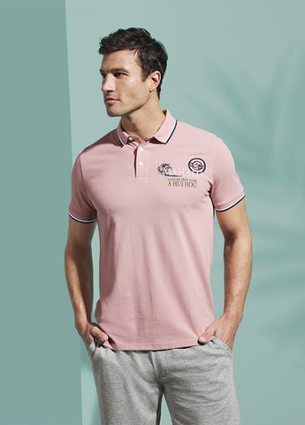 Розовая футболка-поло для мужчин Livergy однотонная