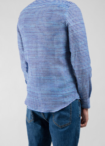 Блакитна бавовняна сорочка в смужку Emporio Armani (238026288)