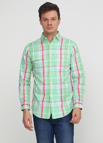 Салатовая кэжуал рубашка в клетку Ralph Lauren с длинным рукавом