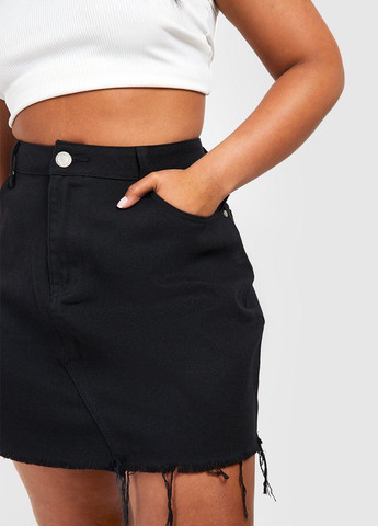 Черная джинсовая однотонная юбка Boohoo