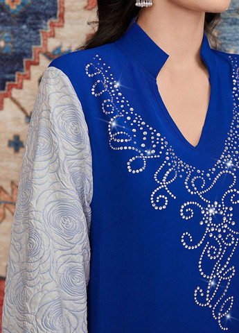 Синя святковий, вечірня сукня а-силует SHEIN колор блок