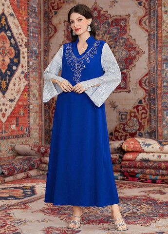 Синя святковий, вечірня сукня а-силует SHEIN колор блок