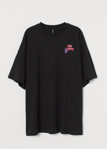 Черная летняя футболка H&M женский