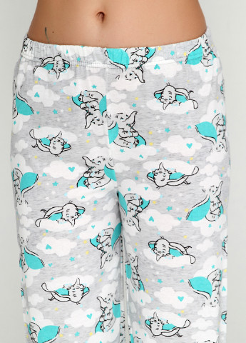 Бірюзова всесезон пижама (футболка, брюки, маска для сна) Rinda Pijama